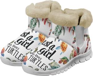 Женские ботинки chaqlin Turtle Winter Snow, теплые фланелевые ботинки до щиколотки, противоскользящие пушистые уютные ботинки, широкие, удобные, легкие, для улицы и повседневной носки, рабочие, легко надеваются, Turtle Print