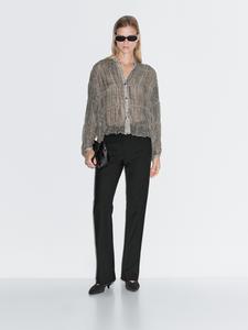 Рубашка в клетку со сборками Massimo Dutti, черный