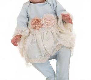 Юбка с цветочным принтом и кружевом, цвет пудрово-голубой Haute Baby, пудрово-голубой