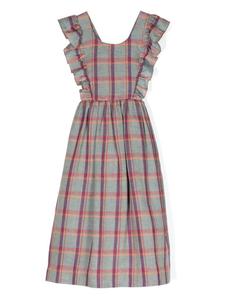 Bonpoint платье макси Carole в клетку, синий
