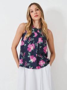 Блузка Estelle Floral без рукавов из хлопка Crew Clothing, Multi Blue