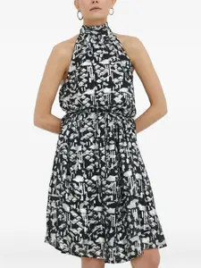Платье миди с вырезом халтер и абстрактным принтом Bruuns Bazaar, черный