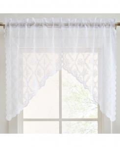 Короткие кружевные шторы Isabella Floral Rod Pocket для небольших окон - длина 71 x 91 см (белые шторы, комплект из 2 шт.) Hlc.Me