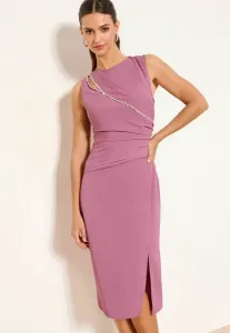 Коктейльное платье/вечернее платье миди с боковым разрезом и стразами Lipsy, Pink