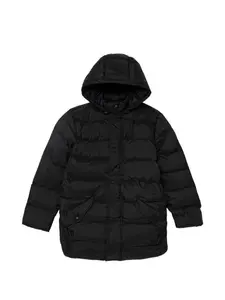 Стеганое пальто с капюшоном Benetton, черный