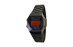 CASIO Часы Vintage A168, Black Dial with Orange Bezel