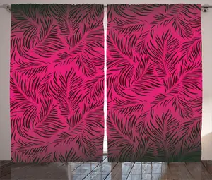 Шторы ABAKUHAUS Natural Rustic, Пальмы с гавайских островов, универсальные ленточные шторы для гостиной с петлями и крючками, 280 x 245 см, пурпурно-черный Abakuhaus