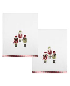 Набор из двух банных полотенец из хлопка с рисунком «Щелкунчик» и мятным принтом, размер 52 x 27 дюймов Avanti, белый