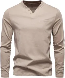 Мужская хлопковая футболка-поло с длинным рукавом и накладным карманом