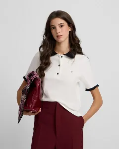 Женская футболка поло черно-белая Silbon