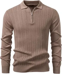 Мужской свитер с длинным рукавом и застежкой-молнией, slim fit, для осени и зимы