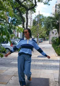 Топ с длинными рукавами ihboston ls14 Ichi, Blue Comb Polo