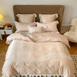 YUSIWOAL Комплект постельного белья из длинноштапельного хлопка 1000TC с кружевными цветами