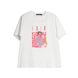 ELLE Футболка Women's White Crew Neck Moderate
