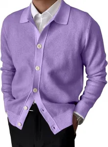 Мужской кардиган с V-образным вырезом и лацканами, легкий, на пуговицах