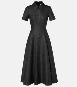 Платье миди Jody из шерстяной смеси в клетку houndstooth Emilia Wickstead, Dark Grey