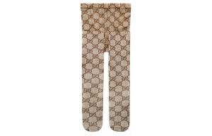 Гольфы с узором из тюля 'Бежевый/Эбеновое дерево' GUCCI