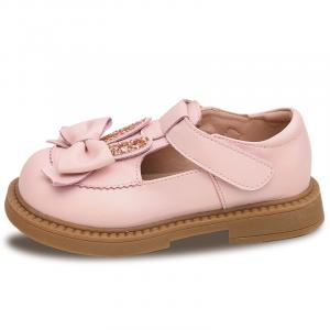 Противоскользящие амортизирующие детские кожаные туфли для детей Budding, розовый