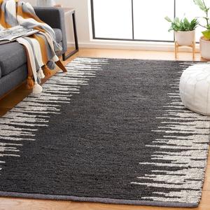 Ковер SAFAVIEH, 183 x 183 см, Natural Fiber Collection, Black & Beige, ручной работы, бохо из джута и шерсти, идеально для гостиной, спальни, столовой (NF953Z-6SQ)