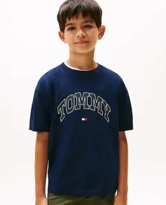 Детская футболка с короткими рукавами и логотипом Varsity на груди Tommy Hilfiger, темно-синий