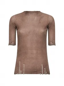 Футболка с волнистыми краями Uma Wang, коричневый