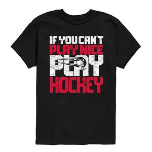 Футболка с принтом Boys 8-20 if you can't play nice, play hockey Licensed Character