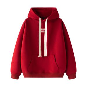 Свитшот унисекс DANGERTIGER, красный на флисовой подкладке