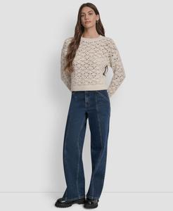 Женский ажурный свитер с длинными рукавами, размеры PXS-XL DKNY Jeans, Blonde