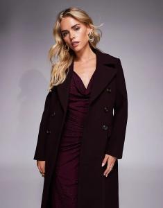 Удлиненное элегантное пальто мидакси Forever New Petite темно-сливового цвета