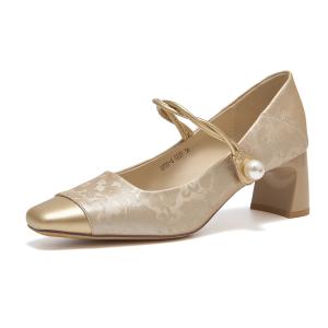 GUDIANFENGDU Мэри Джейн на платформе с массивным каблуком 5,5 см, цвет нюд, цвет Nude