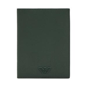 EMPORIO ARMANI Полиуретановый картхолдер мужской классический лесной зелёный