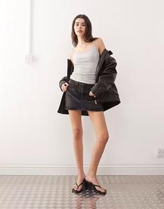 Узкий топ-майка в сером меланжевом цвете Weekday