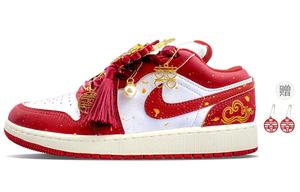 Jordan Air 1 устойчивые к истиранию низкие баскетбольные кроссовки Unisex Rouge Red