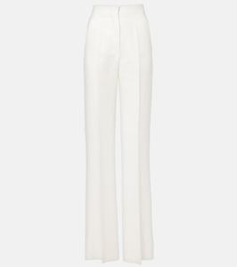 Льняные брюки Aversa с высокой талией и широкими штанинами Max Mara, Bianco