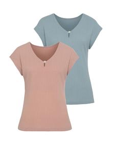 Рубашка с короткими рукавами розового и мятного цветов LASCANA