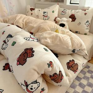 Disney Комплект постельного белья 4 предмета, размер простыни 200x230 см, цвет F-Christmas Costume, согревающий, комфортный, дышащий