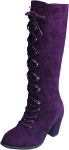 Викторианские женские сапоги винтажные с шнуровкой, замшевые готические сапоги, средневековые ренессансные высокие сапоги до колена с массивным каблуком, обувь на Хэллоуин для косплея ведьмы Generic, Purple