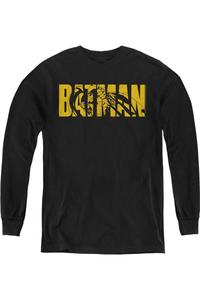 Батмен с надписью, черный худи с длинным рукавом для молодежи Gildan