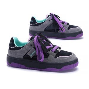 Кеды, скейтборд обувь женская низкая Malemonkey, светло-серый/фиолетовый