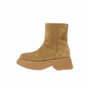 Теплые короткие зимние сапоги женские каштанового цвета Yeezyy Reezy, Chestnut
