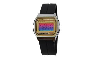 CASIO Часы мужские с кварцевым механизмом Retrofit Series, силиконовый ремешок, циферблат gold