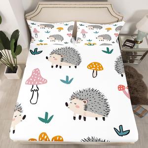 Erosebridal Комплект постельного белья Kawaii с милыми грибами и ежиком в мультяшном стиле из мягкого материала, Multi 11