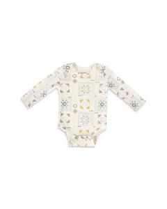 Унисекс Лоскутное хлопковое боди с длинными рукавами и принтом - для малышей Pehr, цвет Multi