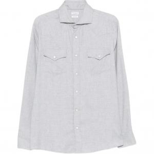 Длинная рубашка с двумя карманами Brunello Cucinelli, серый