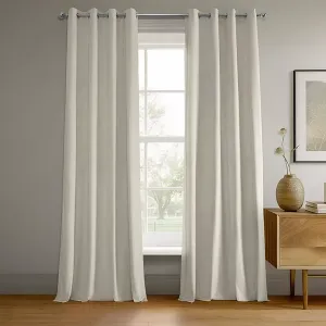 Плотные шторы из бархата с белой фарфоровой отделкой и люверсами Half Price Drapes, white