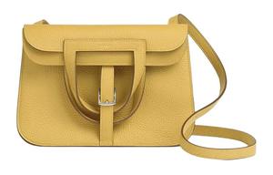 Сумка Halzan Clemence из кожи Bullock с подковой, через плечо, кроссбоди для женщин HERMES Солнечное золото и желтый