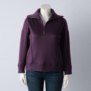 Свитер scuba с молнией до середины, Plus size Simply Vera Vera Wang, Plum Skin