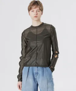 Прозрачный пуловер с вырезами Loveless, цвет Black