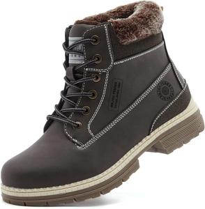 Женские зимние походные ботинки ANJOUFEMME - водонепроницаемые рабочие ботинки на щиколотку, удобные теплые меховые ботинки для женщин для походов и велоспорта, Brown