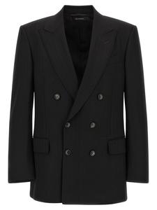 Атласный пиджак в полоску TOM FORD, черный